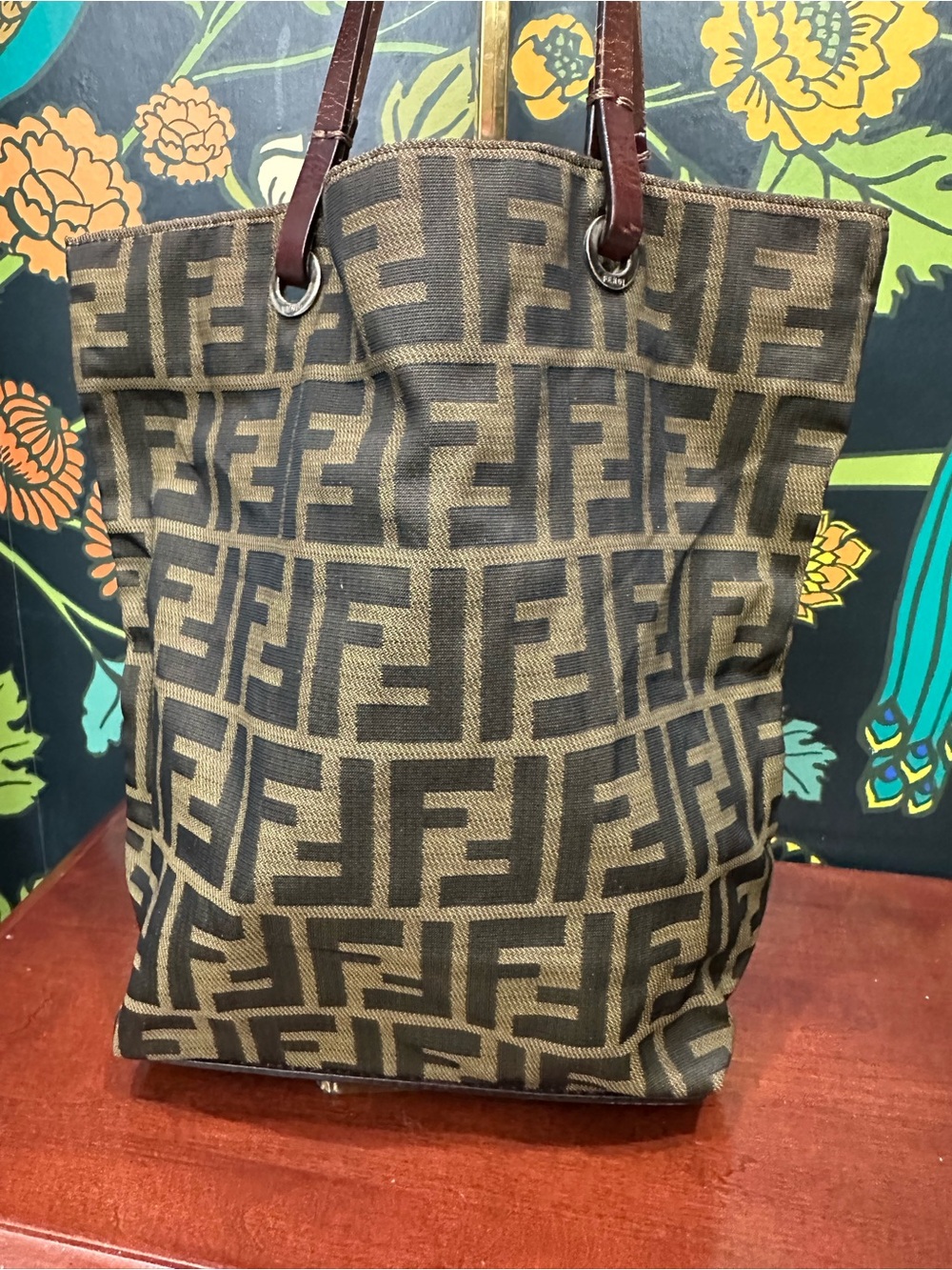 Vintage Fendi Zucca FF Monogram Jacquard Tote Bag Brown Tobacco | Italy - Picture 8 of 12